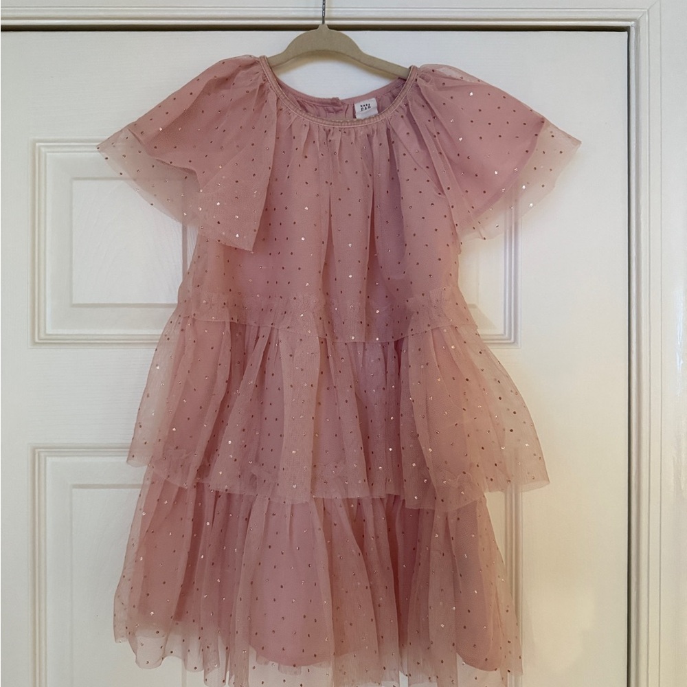 GAP Pink Tulle Dress with Gold Accents